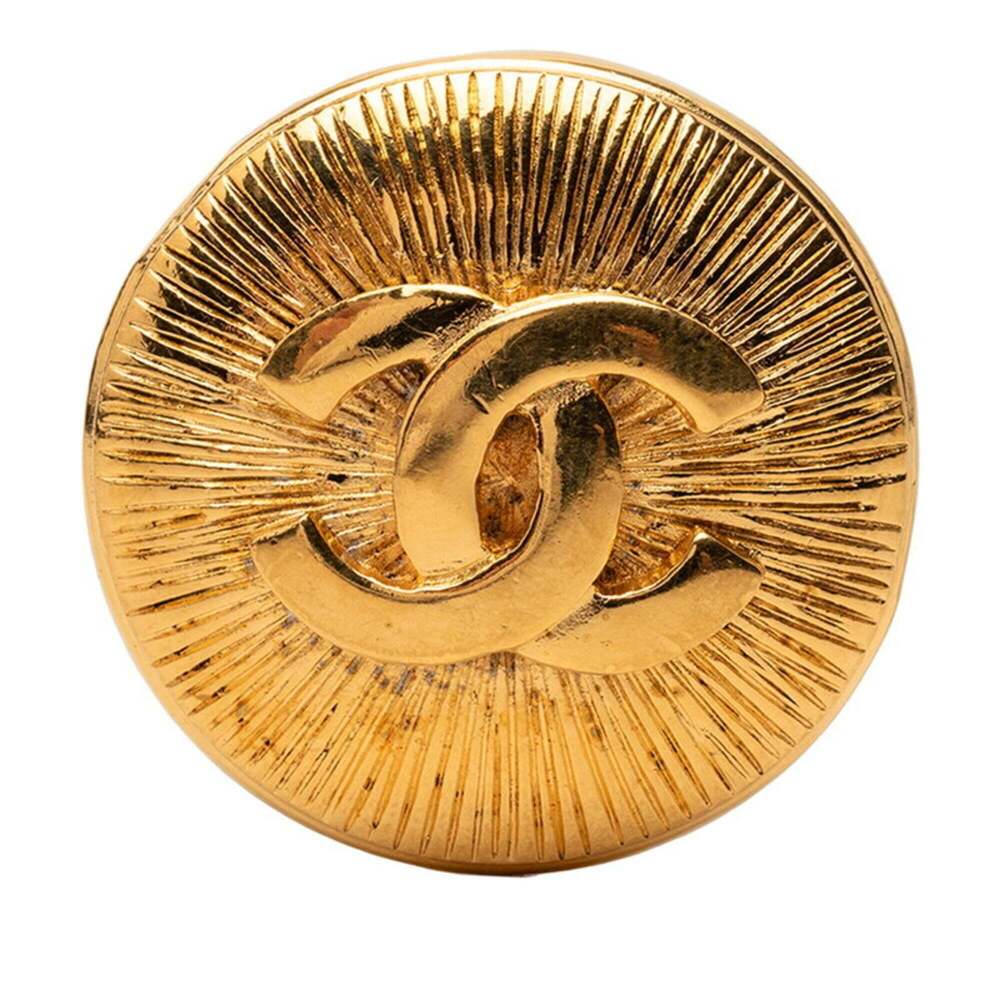 CHANEL Gold Logo Brooch